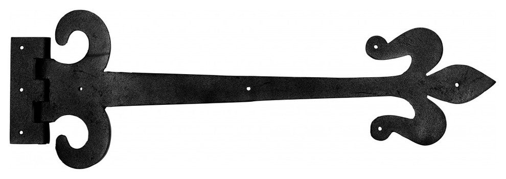 Black Wrought Iron Door Strap Hinge 18" L Fleur De Lis Rust Resistant Pack of 2
