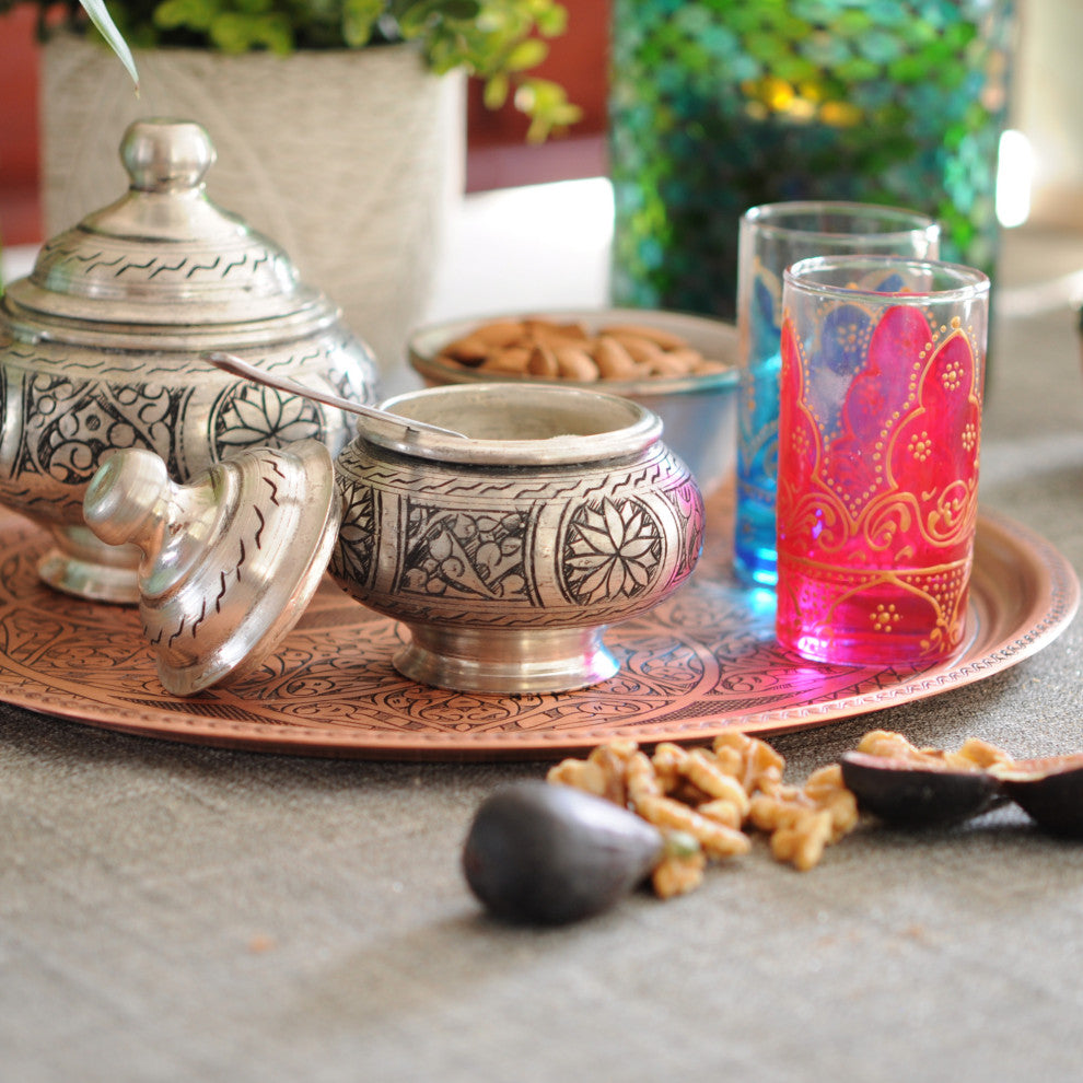 BeldiNest 14" Hand Chiseled Copper Tray