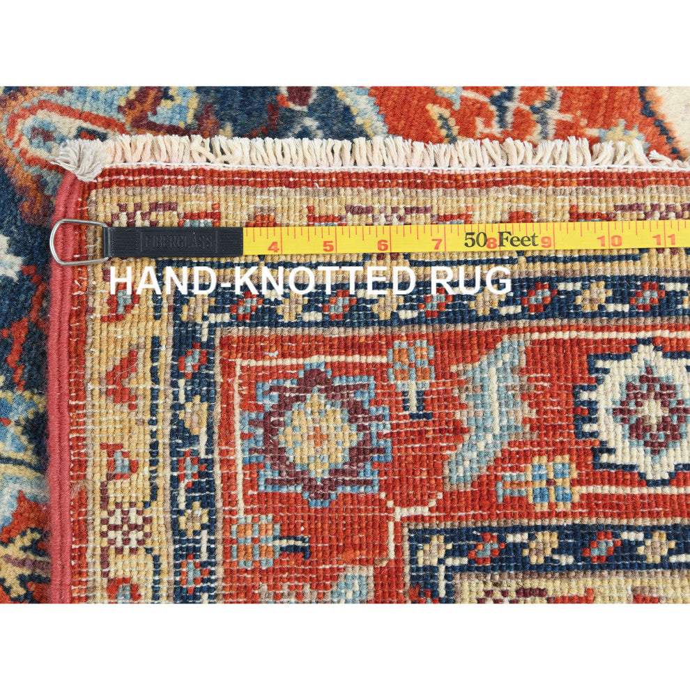Imperial Red, Afghan Peshawar Heriz Wool Hand Knotted Oriental Rug, 4'x5'9"