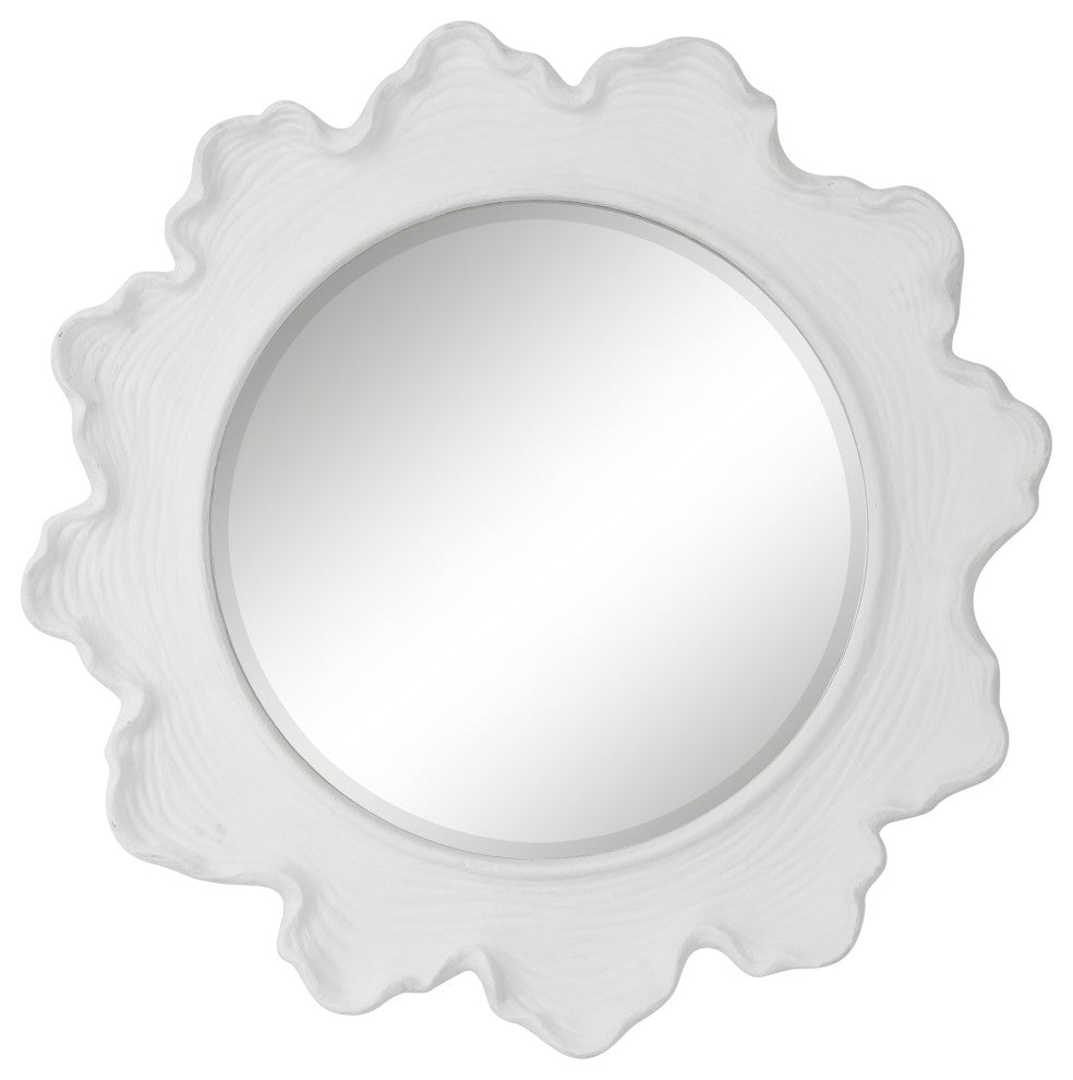 Uttermost Sea Coral White Round Mirror