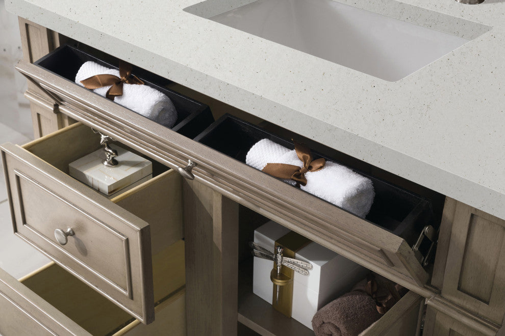 Bristol 36" Single Vanity, Whitewashed Walnut, Lime Delight Quartz