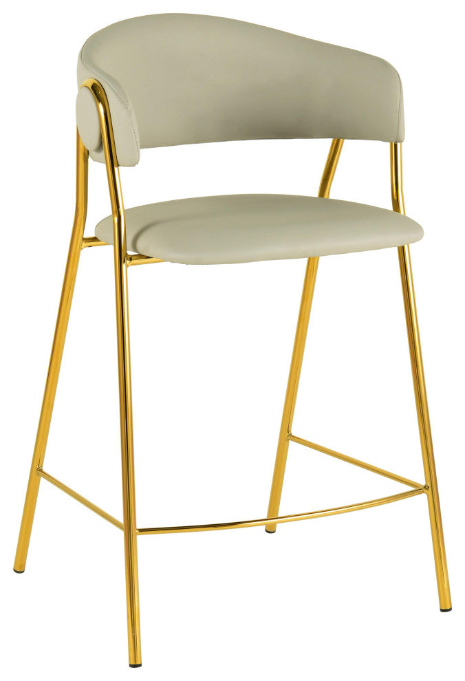 Lara Cream Vegan Leather Counter Stool, Set of 2