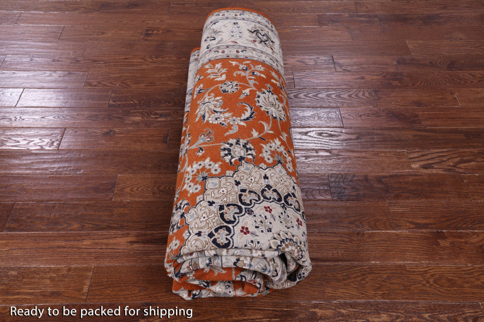 Persian Nain Wool & Silk Hand Knotted Rug 8' 1" X 10' 0" - Q13125