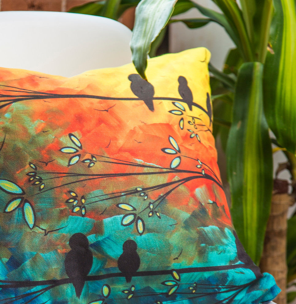 Madart Inc Birds Of A Feather Outdoor Throw Pillow, 16x16x4