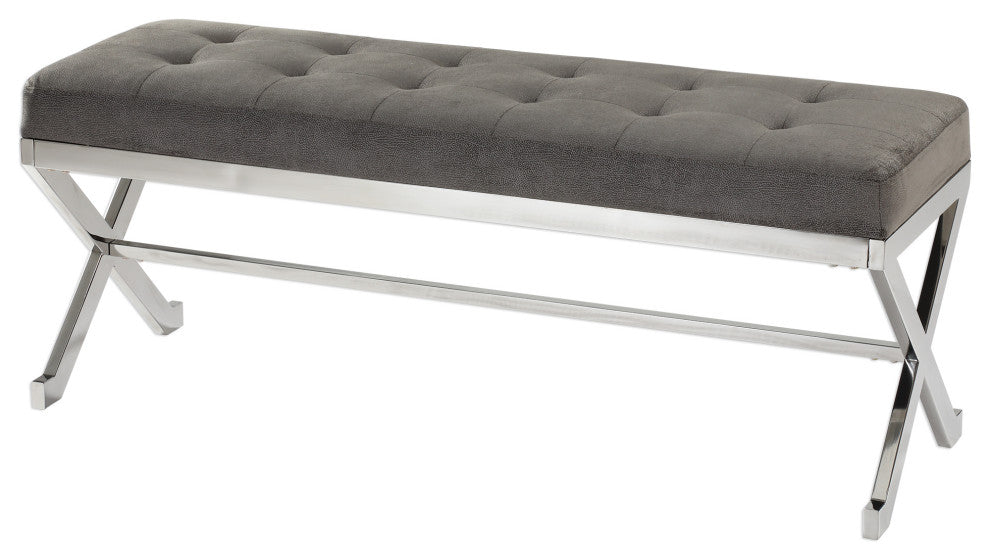 New Uttermost Bijou Gray Fabric Bench