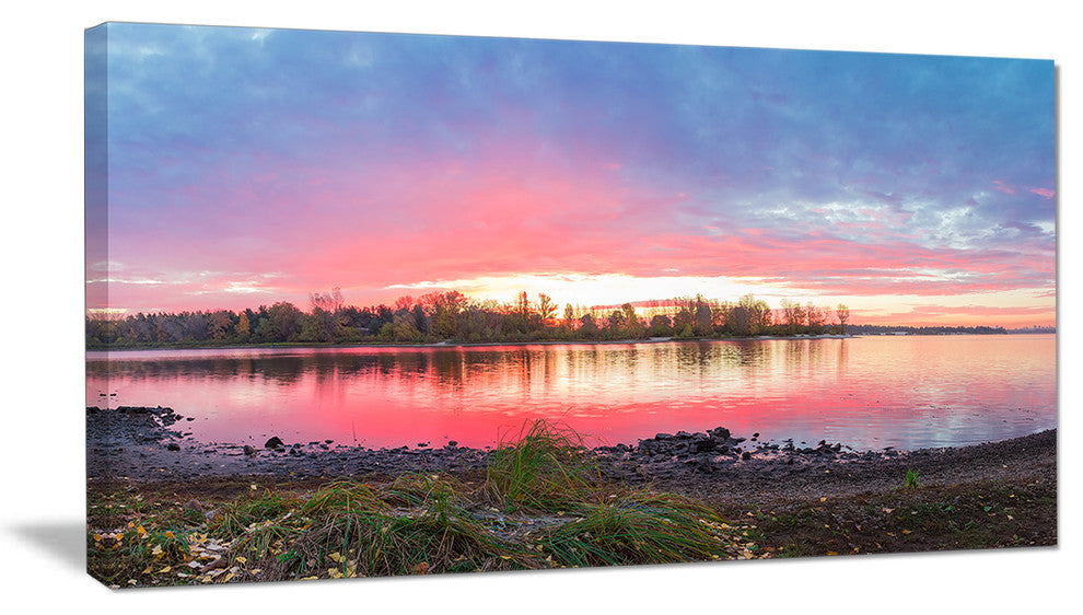 "Beautiful Fall Sunrise Over River" Landscape Wall Wall Art, 40"x20"