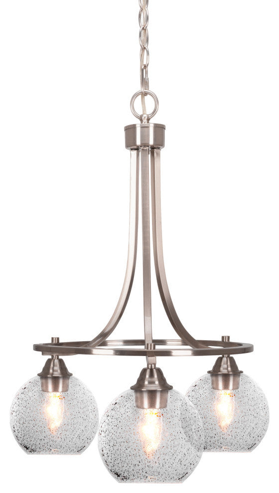Paramount Downlight 3-Light Chandelier, Brushed Nickel, 5.75" Smoke Bubble