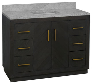 Peyton Bathroom Vanity, Dark Oak, 48", Top: Carrara Marble, Single