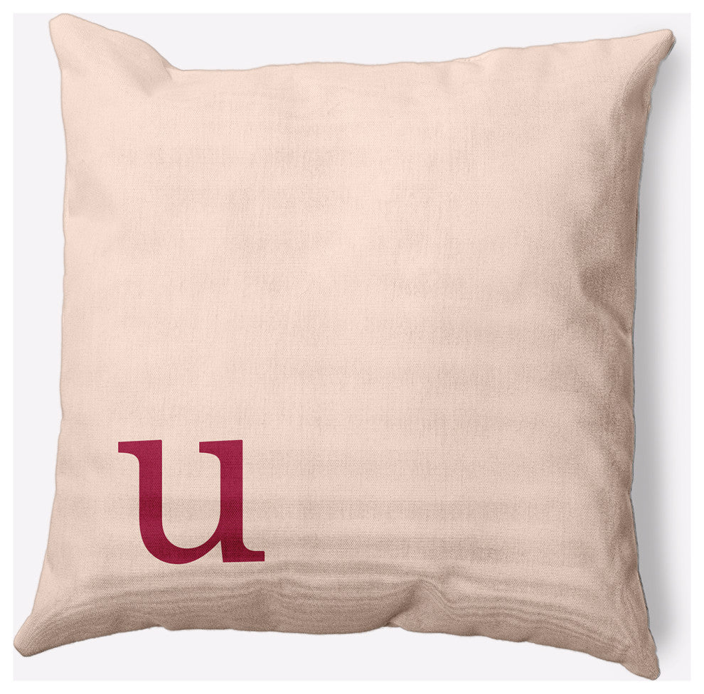 20" x 20" Modern Monogram Indoor/Outdoor Polyester Throw Pillow, Cranberry