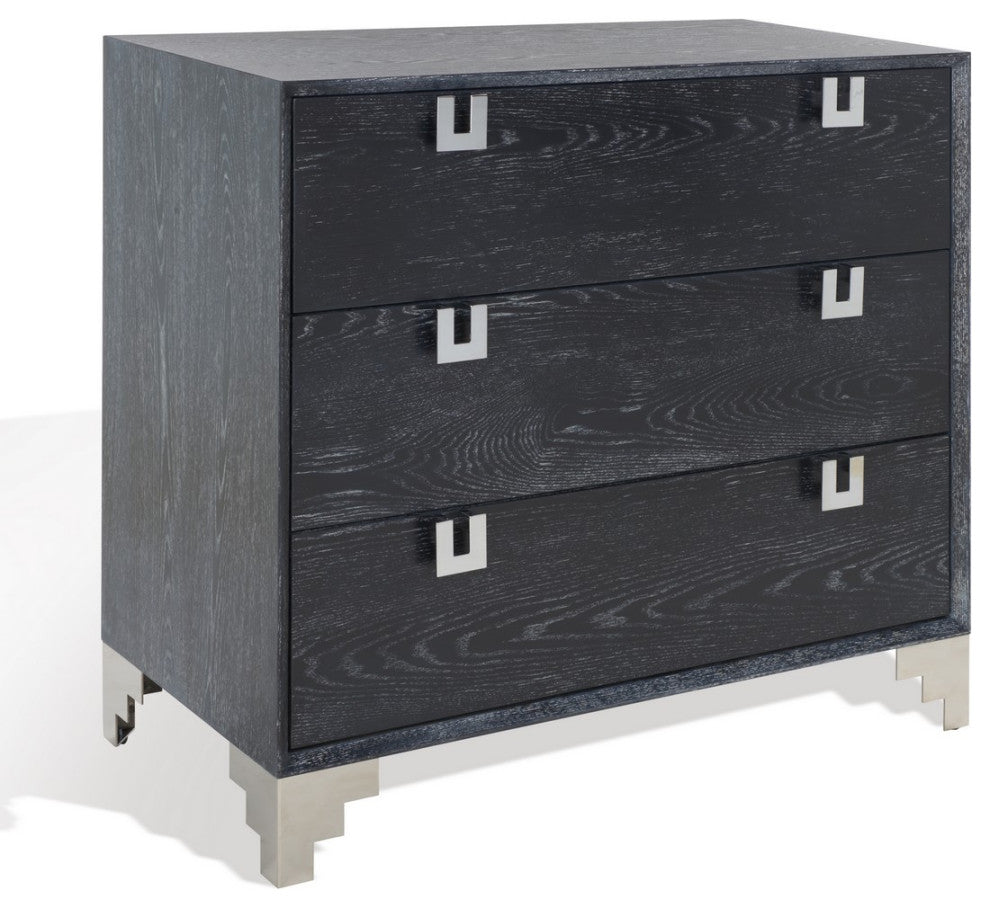 Safavieh Couture Odalis Lacquer Chest Of Drawers Black Cerused Oak