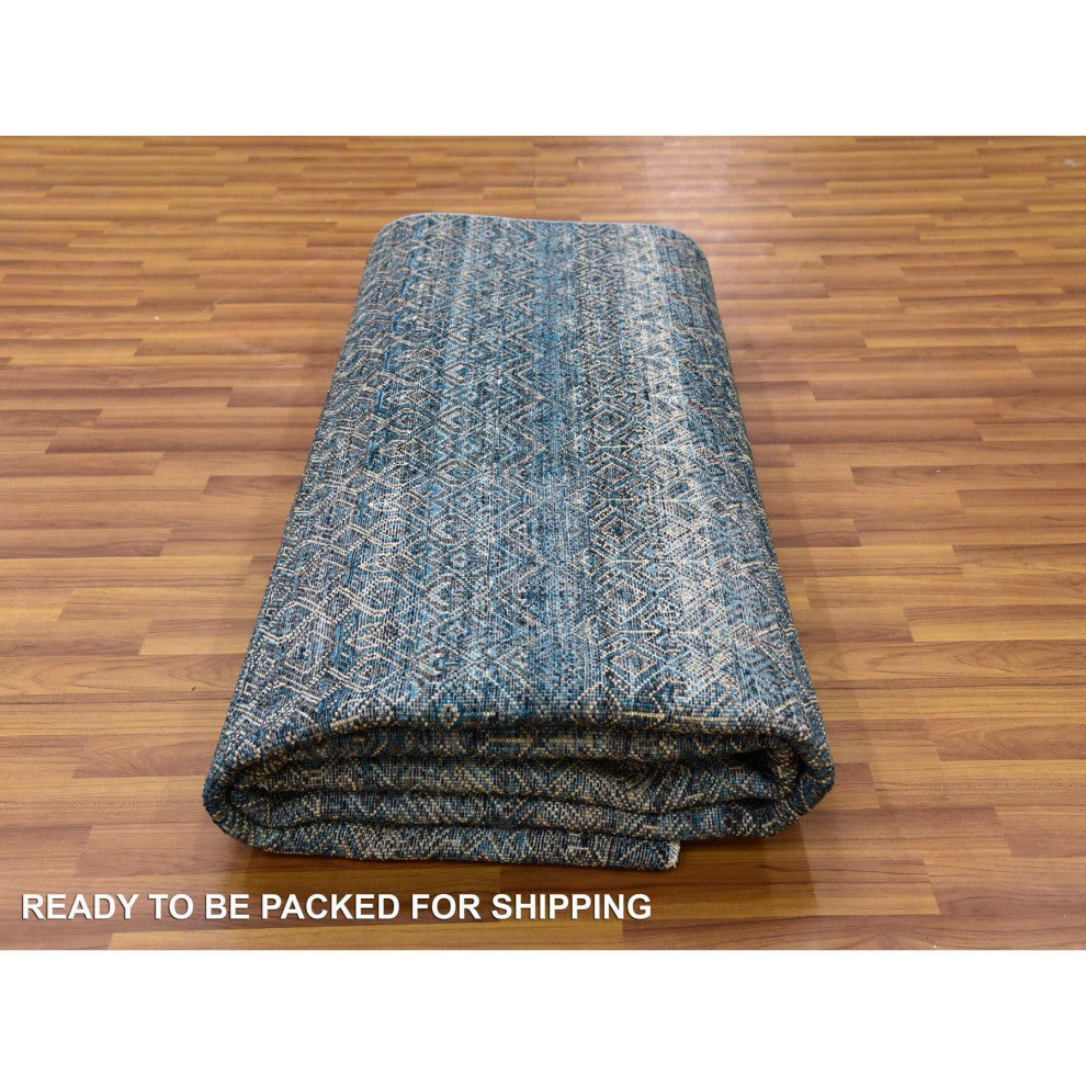 Yale Blue, Hand Knotted, Kohinoor Herat Design 100% Wool Rug, 8'x10'