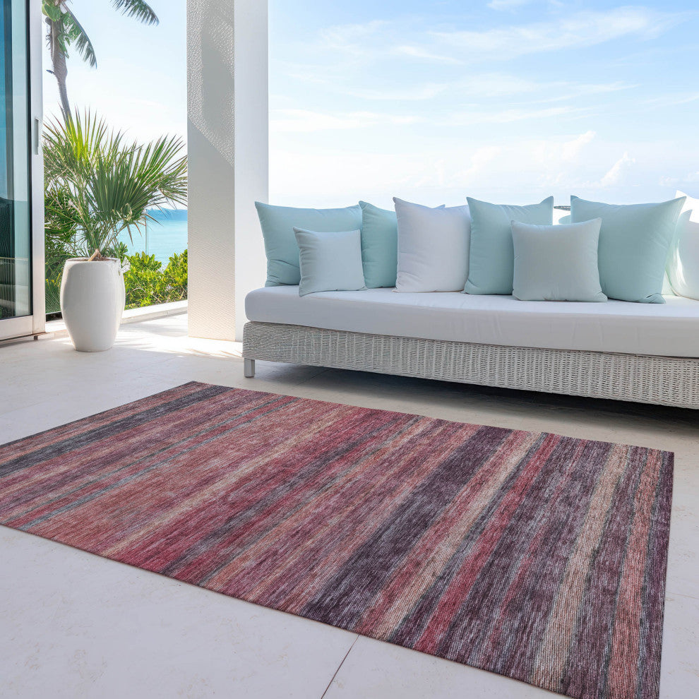 Machine Washable Indoor/Outdoor Chantille ACN1639 Paprika 5' x 7'6" Rug