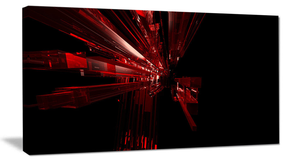 3D Red Crystal Background, Abstract Canvas Art Print, 32"x16"