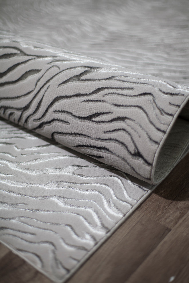 Natura Transitional Modern Animal Print Area Rug, Gray Tiger, 8' X 10'