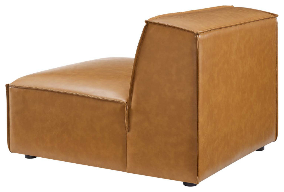 Sectional Sofa Set, Faux Vegan Leather, Tan, Modern, Living Lounge Hospitality