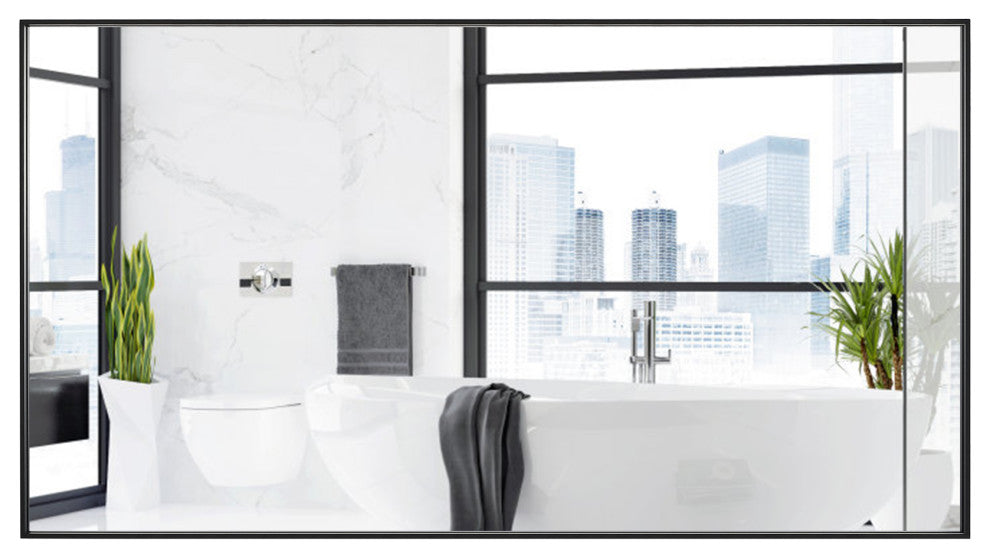 Rectangle Metal Framed Wall Mirror Bathroom Vanity Mirror, Black, 20"x36