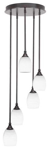 Empire 5-Light Cluster Pendalier, Espresso/White Matrix