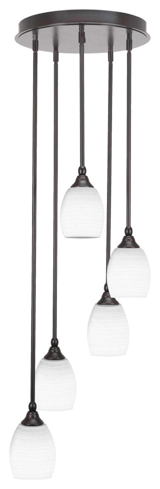 Empire 5-Light Cluster Pendalier, Espresso/White Matrix