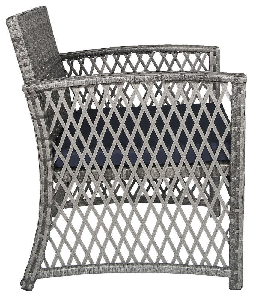 WestinTrends 4PC Outdoor Woven Rattan Wicker Conversation Set Patio Furniture, Navy