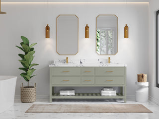 Parker 72" Double Sink Bath Vanity in Evergreen  2" Viola Night