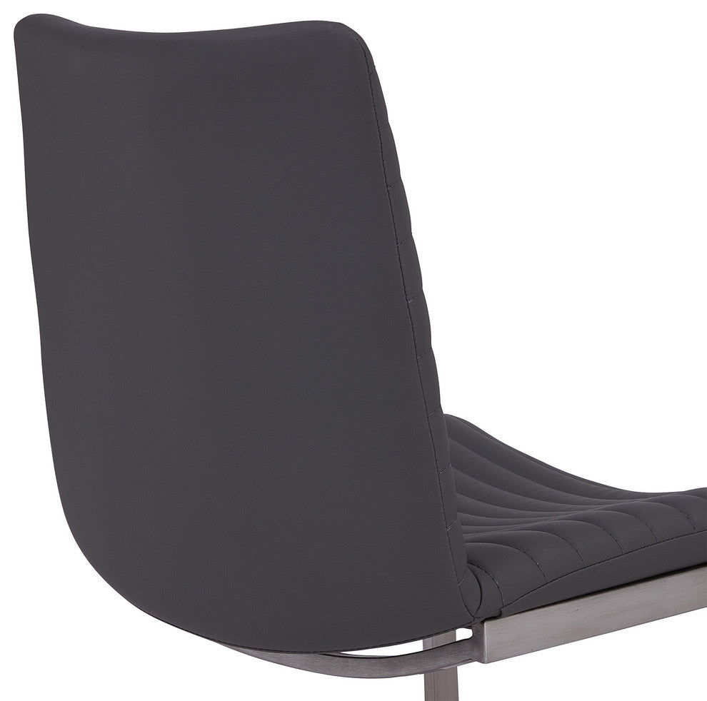 April Gray Faux Leather and Stainless Steel Dining Chairs Set of 2
