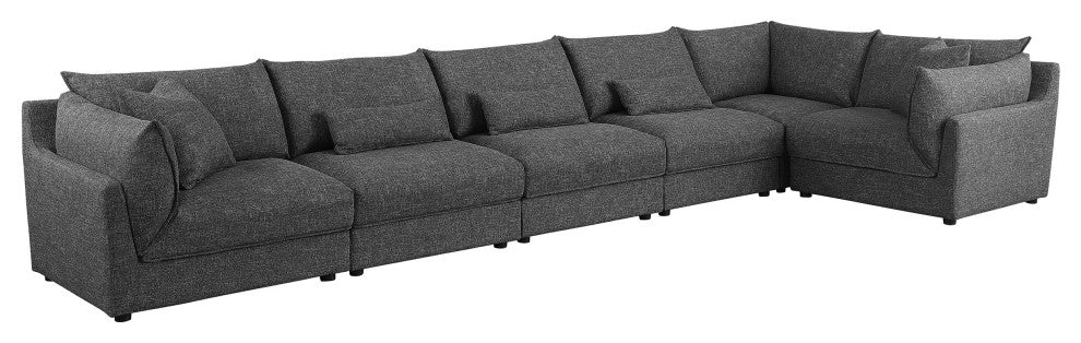 Sasha 6-Piece Upholstered Modular Sectional Barely Black