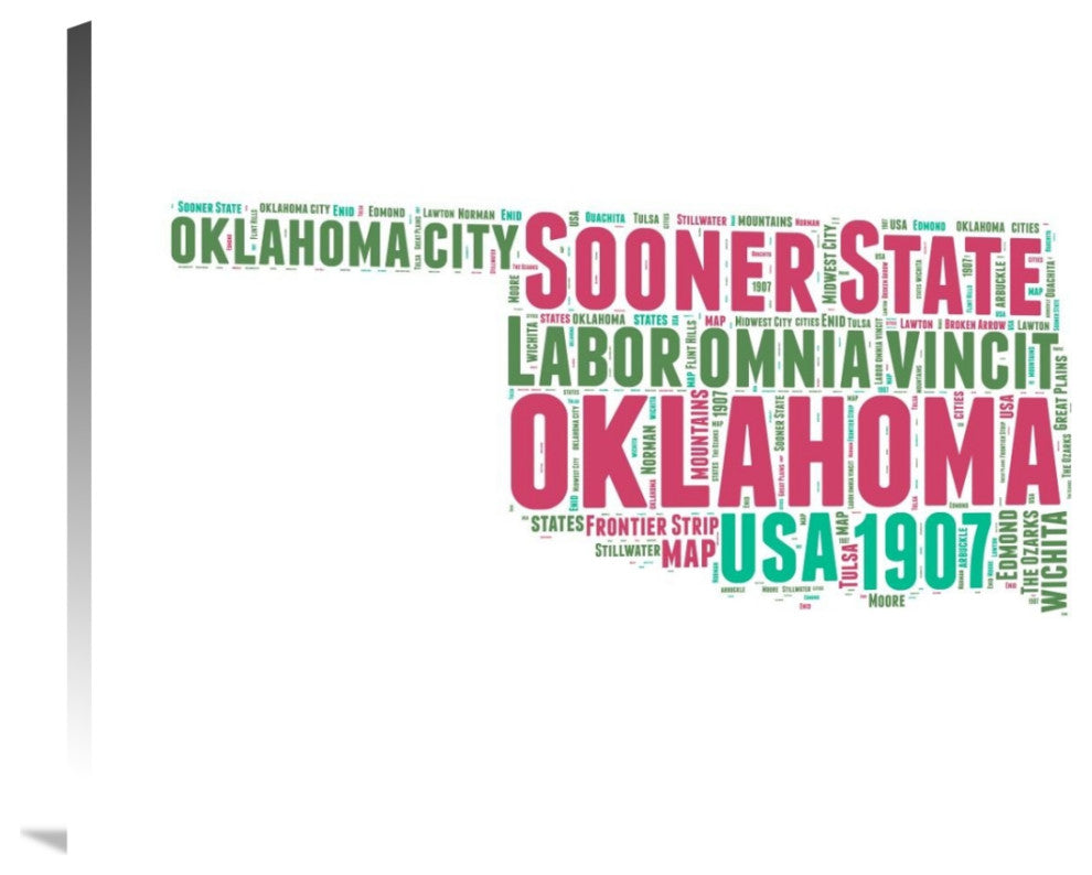 "Oklahoma Word Cloud Map" Fine Art Print