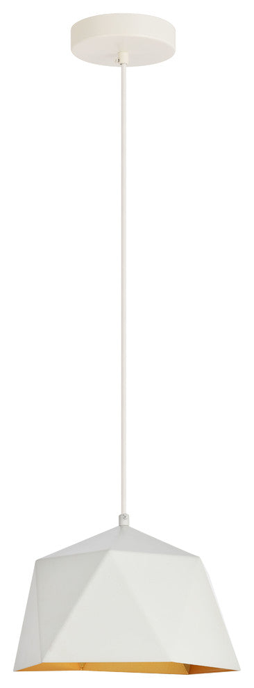 Arden Collection Pendant, 1-Light, Golden Inside Finish, 10.2"x6.7", White