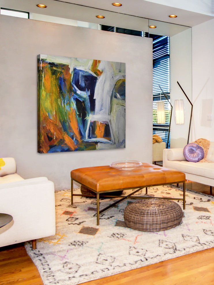 "Funky Cow" Painting Print on Wrapped Canvas, 32"x32"