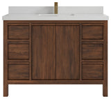 Elizabeth 48 Single Sink Bath Vanity in Dark Walnut Teak 2" Carrara Quartz