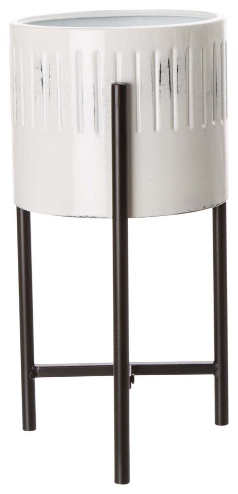 3-Piece Washed White Metal Plant Stand Set