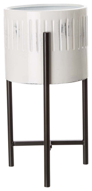 3-Piece Washed White Metal Plant Stand Set