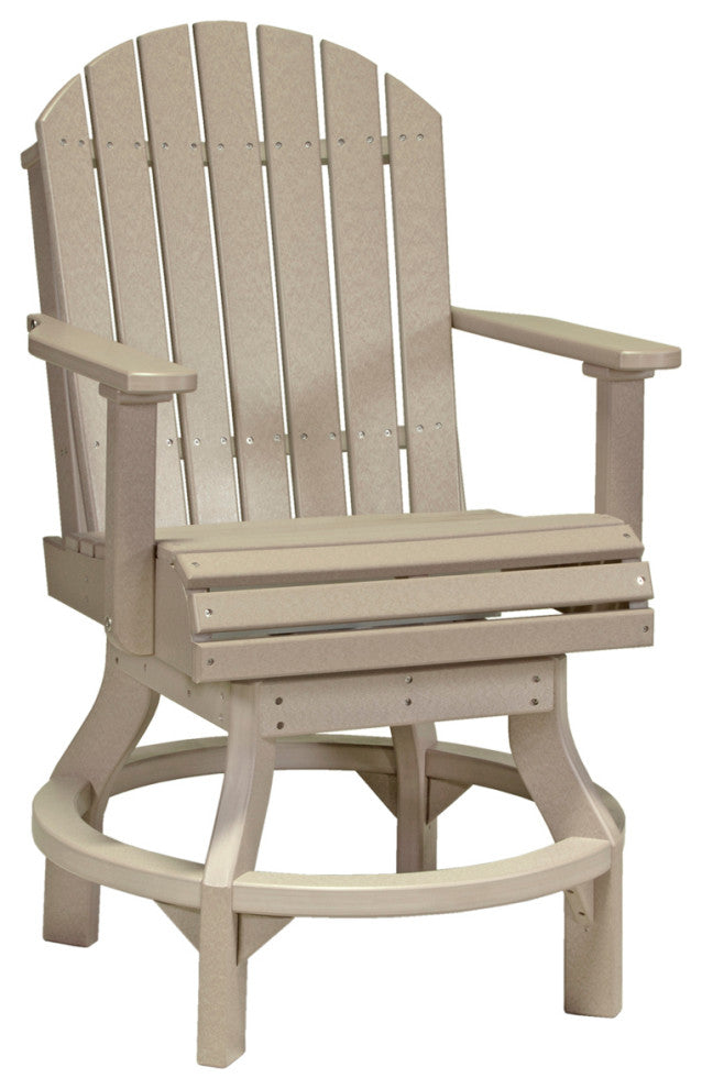 Set of 4 Poly Adirondack Swivel Chairs, Weatherwood, Counter Height