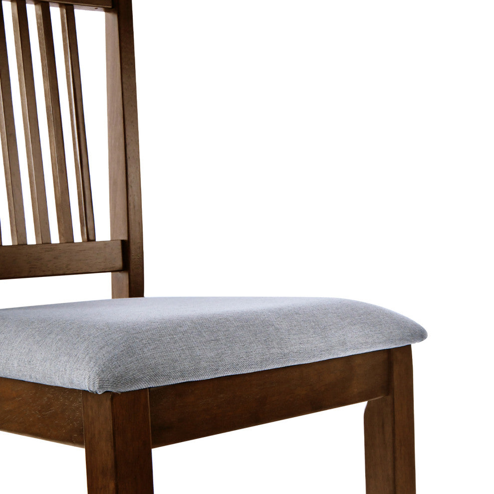Set of 2 Slat-Back Padded Wood Counter Stools, Rusticwalnut