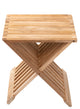 Nordic Style Natural Teak Folding Stool with Horizontal Slats