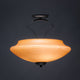 Zilo Semi Flush With 3 Bulbs In Matte Black, 18" Zilo Cayenne Linen Glass