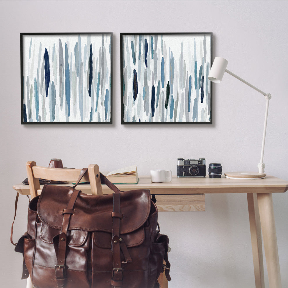 Abstract Brushed Rainfall Contemporary Modern Painting , 2pc, each 24 x 24