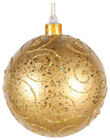 200Mm Gold Ball Ornament With Gold Glitter Design
