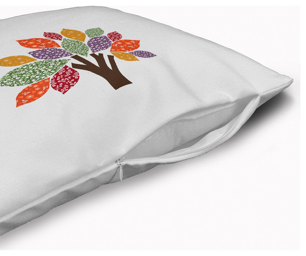 Printed Quilt Tree Accent Pillow With Removable Insert, Scallion, 16"x16"