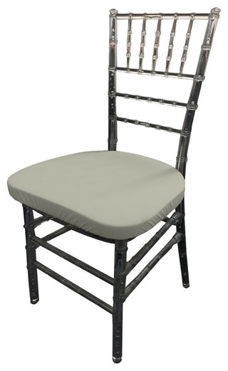LA Linen Spandex Chiavari Chair Cushion Cover, Light Gray, Set of 4