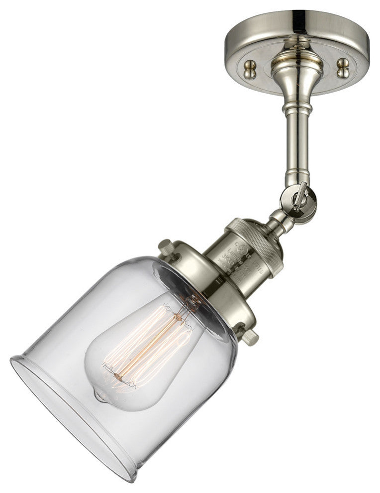 Small Bell 5" Semi-Flush Mount, Polished Nickel, Glass: Clear