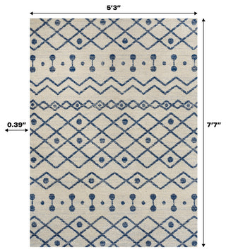 Aksil Moroccan Beni Souk Area Rug, Cream/Navy, 8 Ft. X 10 Ft.