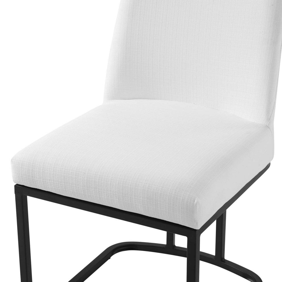 Side Dining Chair, Set of 2, Fabric, Metal, Black White, Cafe Bistro Restaurant