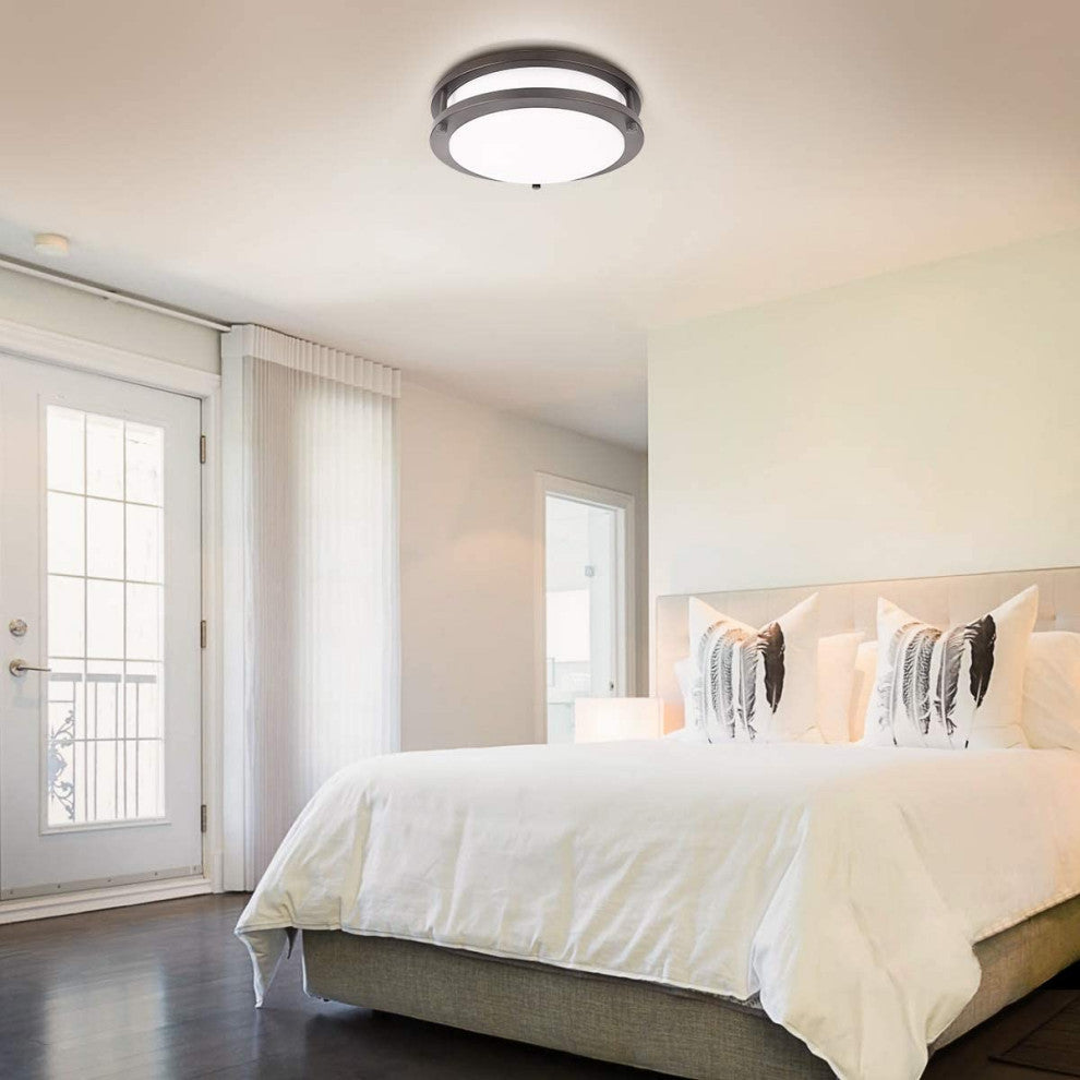 LED Flush Mount Ceiling Light 10" Round Bronze Dimmable Ceiling Lamp