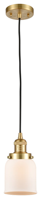 Small Bell 1 Light Mini Pendant, Satin Gold, Matte White