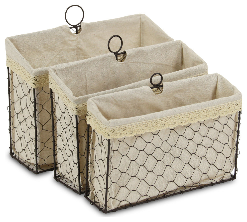 Lined Wire Organizers, Set of 3