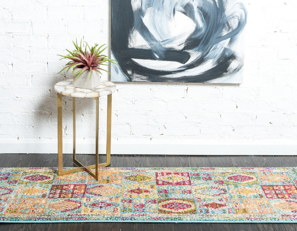 Unique Loom Light Blue Lassen Sedona 2' 2 x 6' 7 Runner Rug