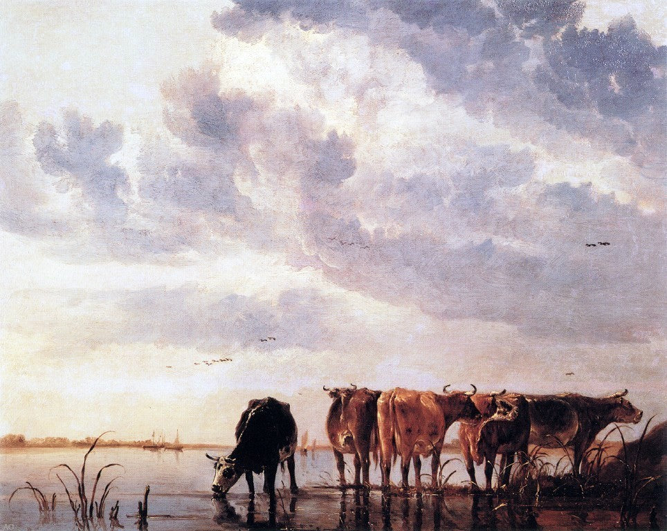Aelbert Cuyp Cows in a River - 20" x 25" Premium Canvas Print
