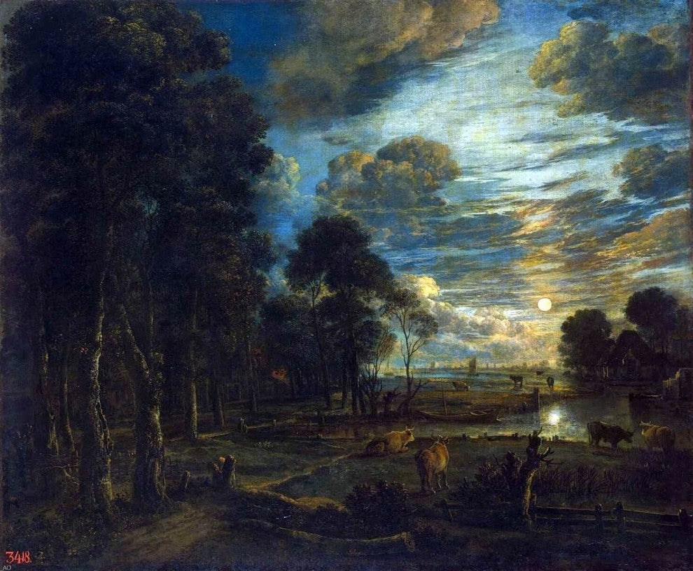 Aert Van der Neer Night Landscape With a River Wall Decal Print
