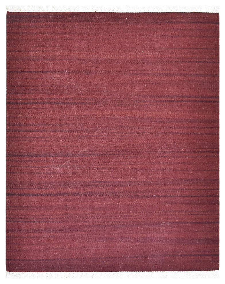 HAND WOVEN FLAT WEAVE KILIM WOOL ECO-FRIENDLY AREA RUGS-Solid,Dark Red